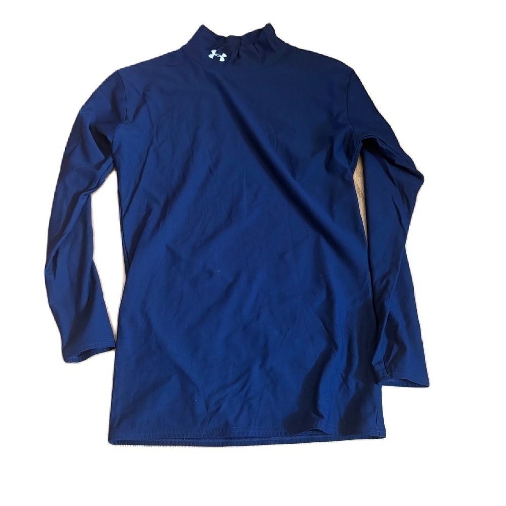 Under Armour Mock Neck Long Sleeve Base Layer Large Blue Sports